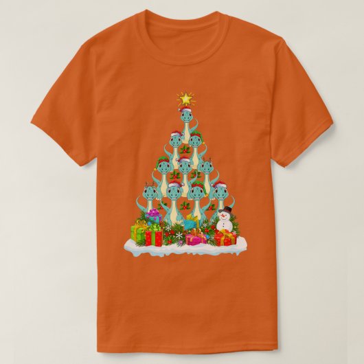 T-shirt Lumières de Noël amusant Père Noël Brontosaurus Di (Design devant)