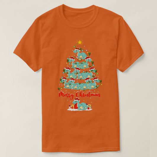 T-shirt Lumières de Noël amusant Père Noël Brontosaurus Di (Design devant)