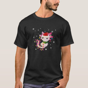 T-shirt Lumières de Noël Axolotl Funny Santa Hat Joyeux Ch