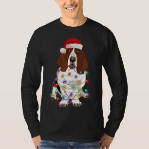 T-shirt Lumières de Noël Basset Hound Chien amateur de Noë