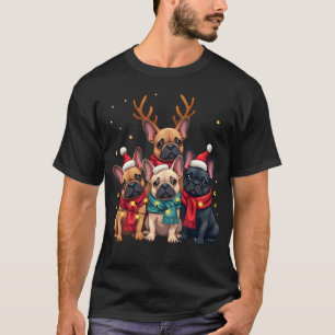 T-shirt Lumières de Noël Bouledogues Français Xmas Chien F