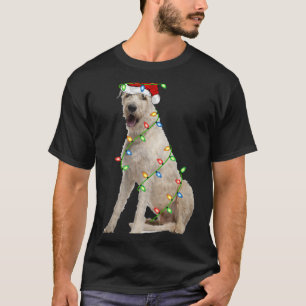 T-shirt Lumières de Noël Chapeau de Père Noël Irish Wolfho