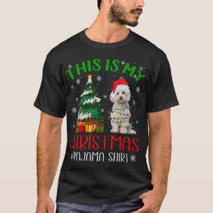 T-shirt Lumières de Noël de chien maltais Pyjama de Noël