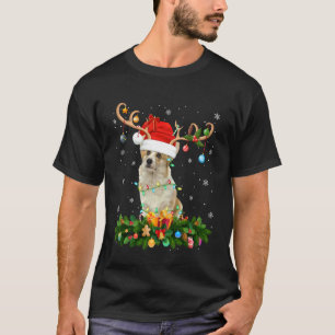 T-shirt Lumières de Noël de Corgi Renne Chapeau de Père No