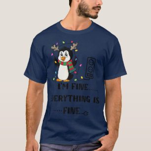 T-shirt Lumières de Noël de pingouin Je vais bien Tout est