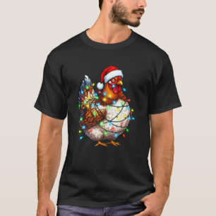 T-shirt Lumieres de Noël de poulet drôle Chapeau de Père N