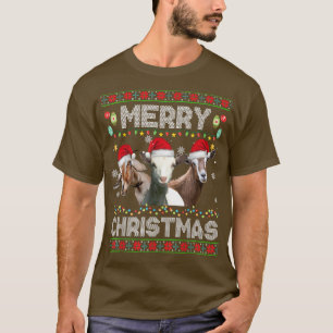 T-shirt Lumières de Noël Funny Noël Chapeau de Noël Animau