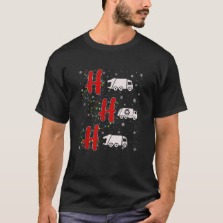 T-shirt Lumières de Noël HO HO HO Camion à ordures Drôle d