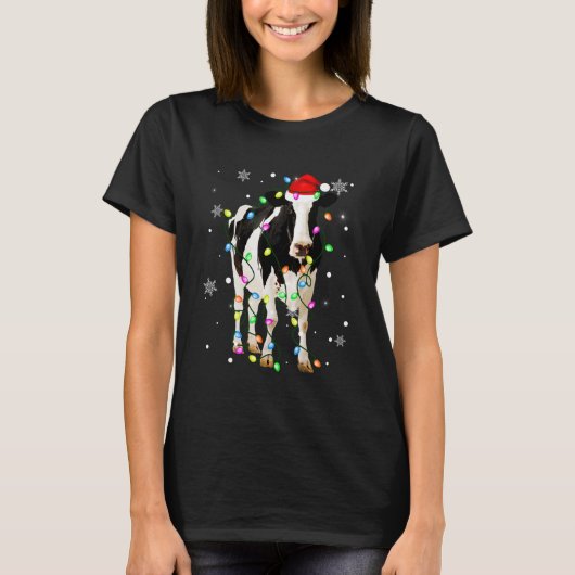 T-shirt Lumières de Noël Mignonnes Noël Chapeau de Noël Va (Devant)