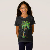 T-Shirt Lumières de Noël Palm Tree Beach Funny Tropical Xm (Devant entier)