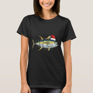 T-shirt Lumières de Noël Poisson Thon Festif Drôle Xmas