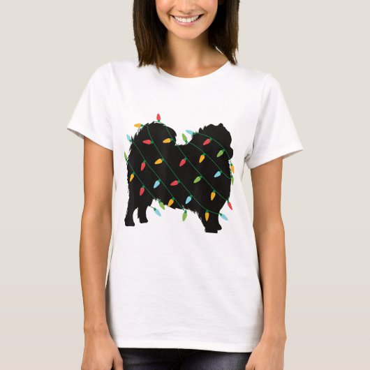 T-shirt Lumières de Noël Pomeranian mignon cadeau pour l'a (Devant)