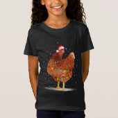 T-Shirt Lumières de Noël Poulet Père Noël Funny Xmas Tree  (Devant)