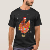 T-shirt Lumières de Noël Poulet Père Noël Xmas Arbre Poule (Devant)