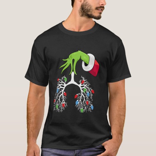 T-shirt Lumières de Noël pulmonaire Thérapeute respiratoir (Devant)