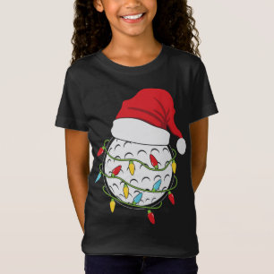 T-Shirt Lumières de Noël Santa Hat Golf Ball Sport amusant