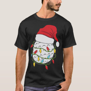 T-shirt Lumières de Noël Santa Hat Golf Ball Sport amusant