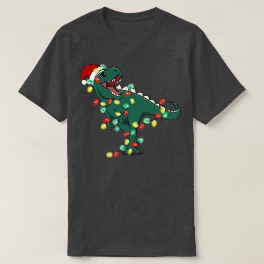 T-shirt Lumières de Noël TRex Père Noël (Design devant)