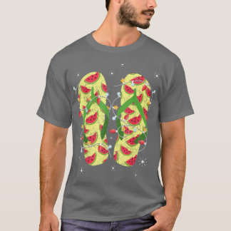 T-shirt Lumières de Noël Watermelon Flip Flops Tropical Ch