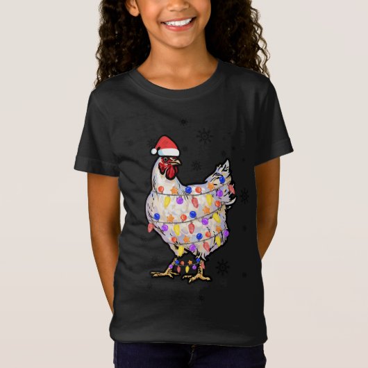 T-Shirt Lumières de poulet avec le chapeau de Noël Pyjamas (Devant)