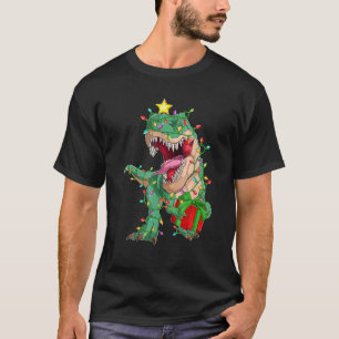 T-shirt Lumières de sapin de Noël Dinosaure Rex Pyjama de