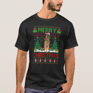 T-shirt Lumières de sapin de Noël Père Noël moche Chien Ma
