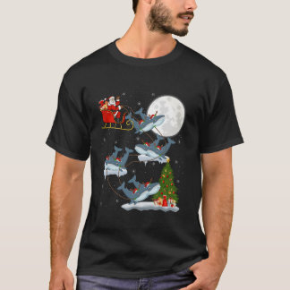 T-shirt Lumières des arbres de Noël amusant Père Noël équi