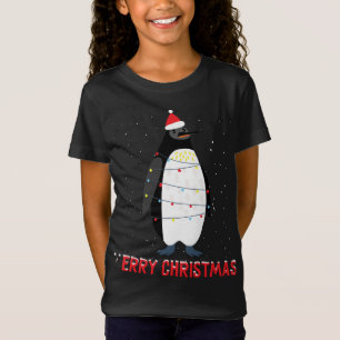 T-Shirt Lumières des arbres de Noël de pingouin mignon