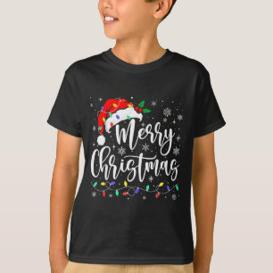 T-shirt Lumières Joyeux Noël Chapeau de Père Noël Xmas Fam