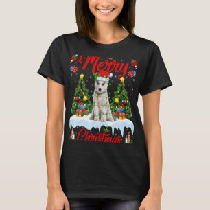 T-shirt Lumières Sapin Noël Père Noël Husky Sibérien Chien