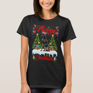 T-shirt Lumières Sapin Noël Santa Doberman Pinscher Chien