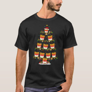 T-shirt Lumières Xmas Santa Poulet Frit Arbre de Noël