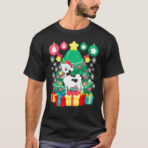 T-shirt Luminaires de l'arbre de Noël de vache Chapeau de