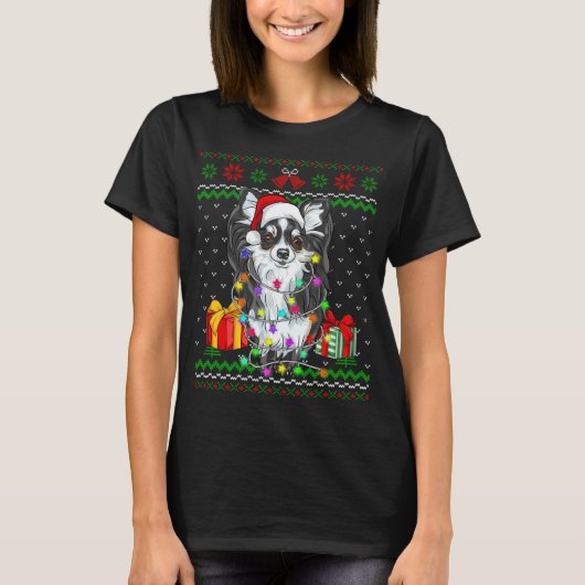 T-shirt Luminaires de Noël doux Chihuahua Chig Chiot (Devant)