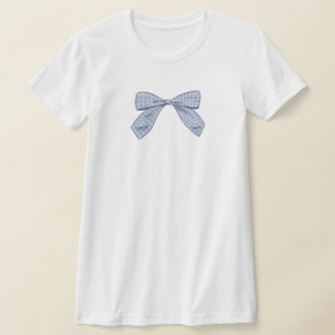 T-shirt Lumineuse Bleu Plaid Bow Élégant Baby shower Maman