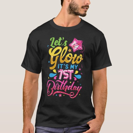 T-shirt Luminons C'est mon 1er anniversaire Filles Enfants (Devant)