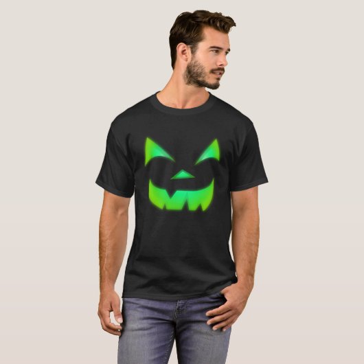 T-shirt Luminosité dans le Citrouille Jack-o'-lantern vert (Devant entier)