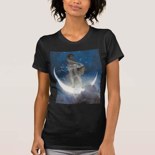 T-shirt Luna Goddess at Night Scattering Stars (Devant)