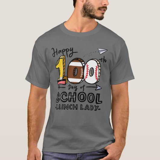 T-shirt Lunch Lady Cafeteria Happy 100Th Day Of School 100 (Devant)