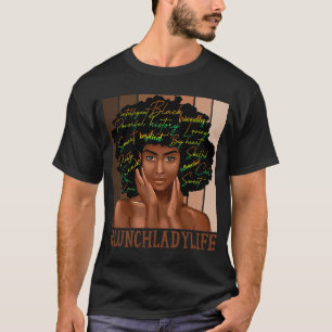 T-shirt Lunch Lady Femmes Africaines Messy Bun Black Histo