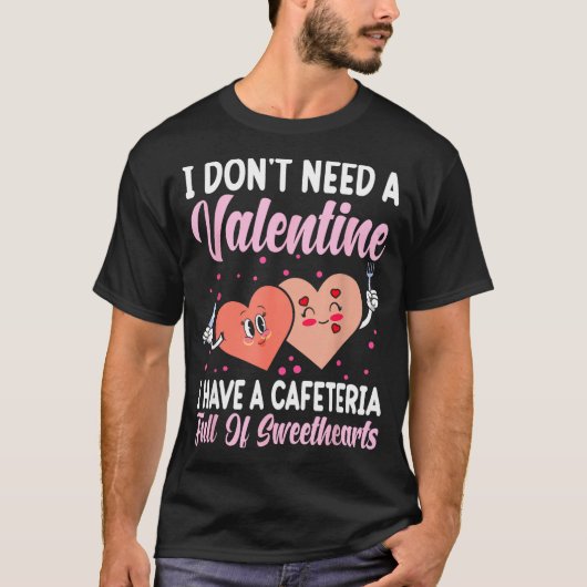 T-shirt Lunch Lady Gift Co. Funny Valentine's Day - Black (Devant)