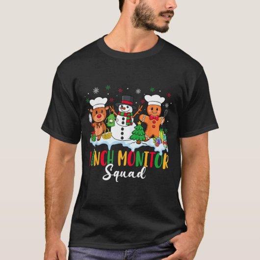T-shirt Lunch Monitor Squad Reindeer Snowman Gingerbread C (Devant)