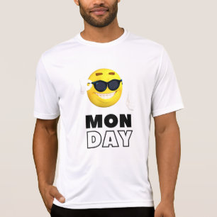 T-shirt Lundi bonjour sourire émotionnel blanc et jaune