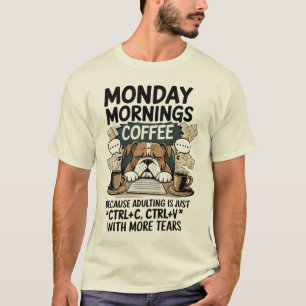 T-shirt Lundis Matins Café Bulldog – Mème de l'âge Adulte