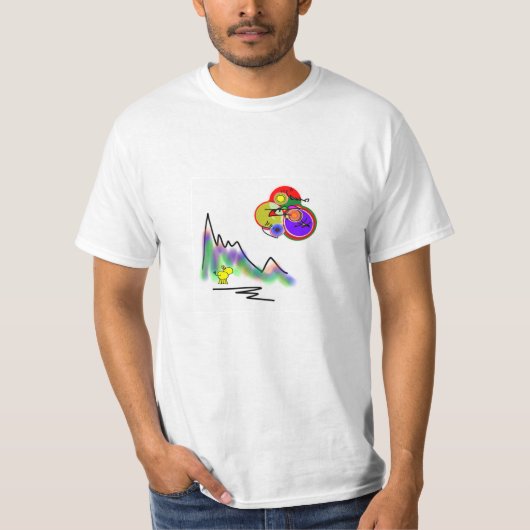 T-shirt lune abstraite de couleur (Devant)