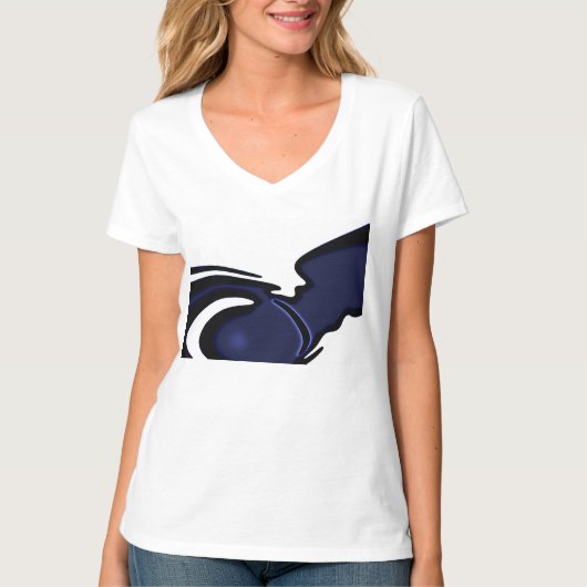 T-shirt Lune bleue : Bleu Abstrait, Blanc & Noir (Devant)