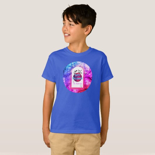 T-shirt Lune Bleue Moderne Éffrayant Joyeux Enfants d'Hall (Devant entier)