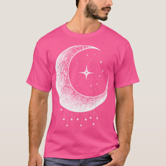 T-shirt Lune Crescent Avec Étoiles Soirée Ciel Nighttime L