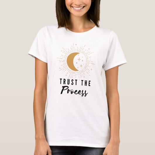 T-shirt Lune Croissant Or Avec Étoiles Confiance Le Proces (Devant)