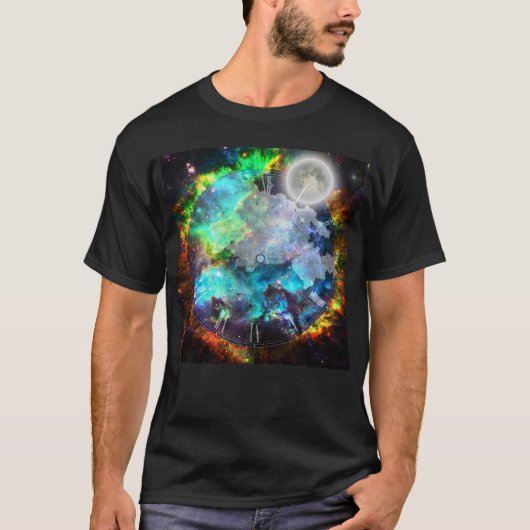 T-shirt Lune dans l'espace imaginaire avec la face de l'ho (Devant)